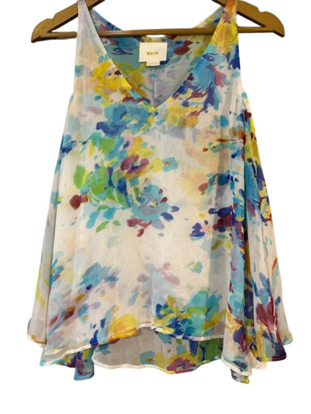 Anthropologie Maeve Watercolor Tank Top Women’s Small Flowy Layered Back Blouse